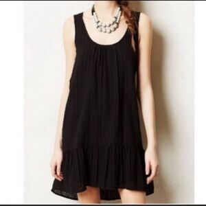 Maeve Anthropologie Melanie textured drop waist black dress size Medium